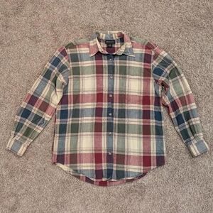 Angelique men's vintage multicolor button down flannel collared shirt size m